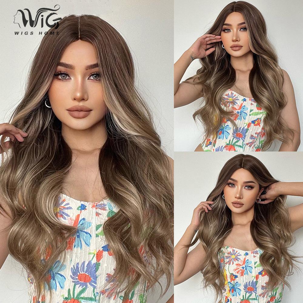 Женский искусственный парик, 68 см, черно-коричневый парик, волнистый парик, полное покрытие головы, розовая сетка для волос, головные уборы, украшение для красоты, парик 
Женский искусственный парик, 68 см, черно-коричневый парик, волнистый парик, полное покрытие головы, розовая сетка для волос, головные уборы, украшение для красоты, парик