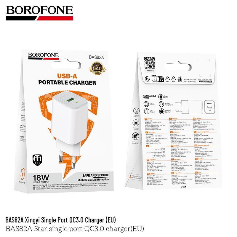 BOROFONE BAS82A QC3.0 EU Plug Mobile Charger with Cable EU Plug
BOROFONE BAS82A QC3.0 EU Plug Mobile Charger with Cable EU Plug