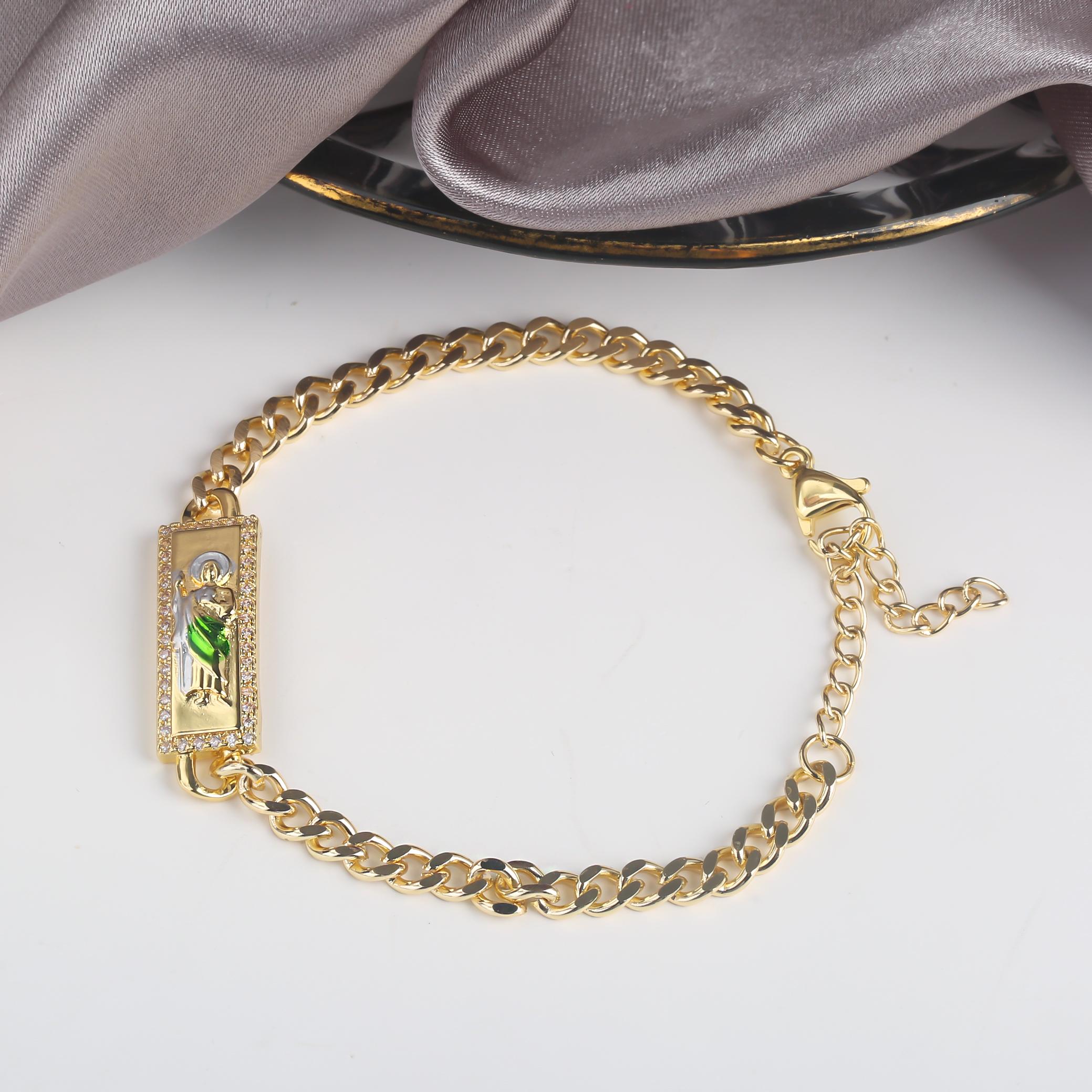 High Quality St. Jude Bracelet Copper Drip Oil Madonna Bracelet For Woman Man Party Birthday Daily Wear Religious Zircon Gift
High Quality St. Jude Bracelet Copper Drip Oil Madonna Bracelet For Woman Man Party Birthday Daily Wear Religious Zircon Gift