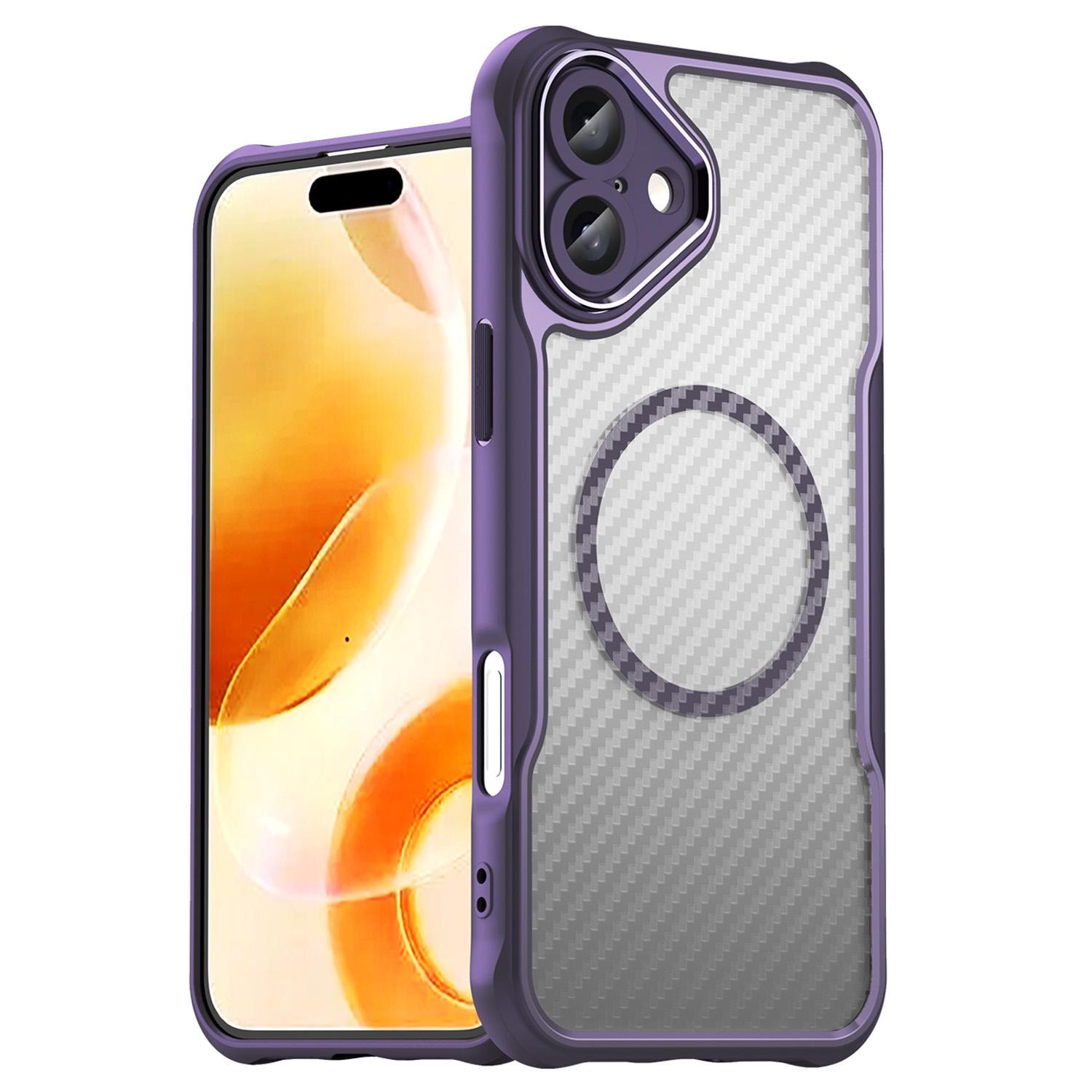 For iPhone 16 Plus Magnetic Case TPU+PC Phone Cover Carbon Fiber Texture Purple
For iPhone 16 Plus Magnetic Case TPU+PC Phone Cover Carbon Fiber Texture Purple
