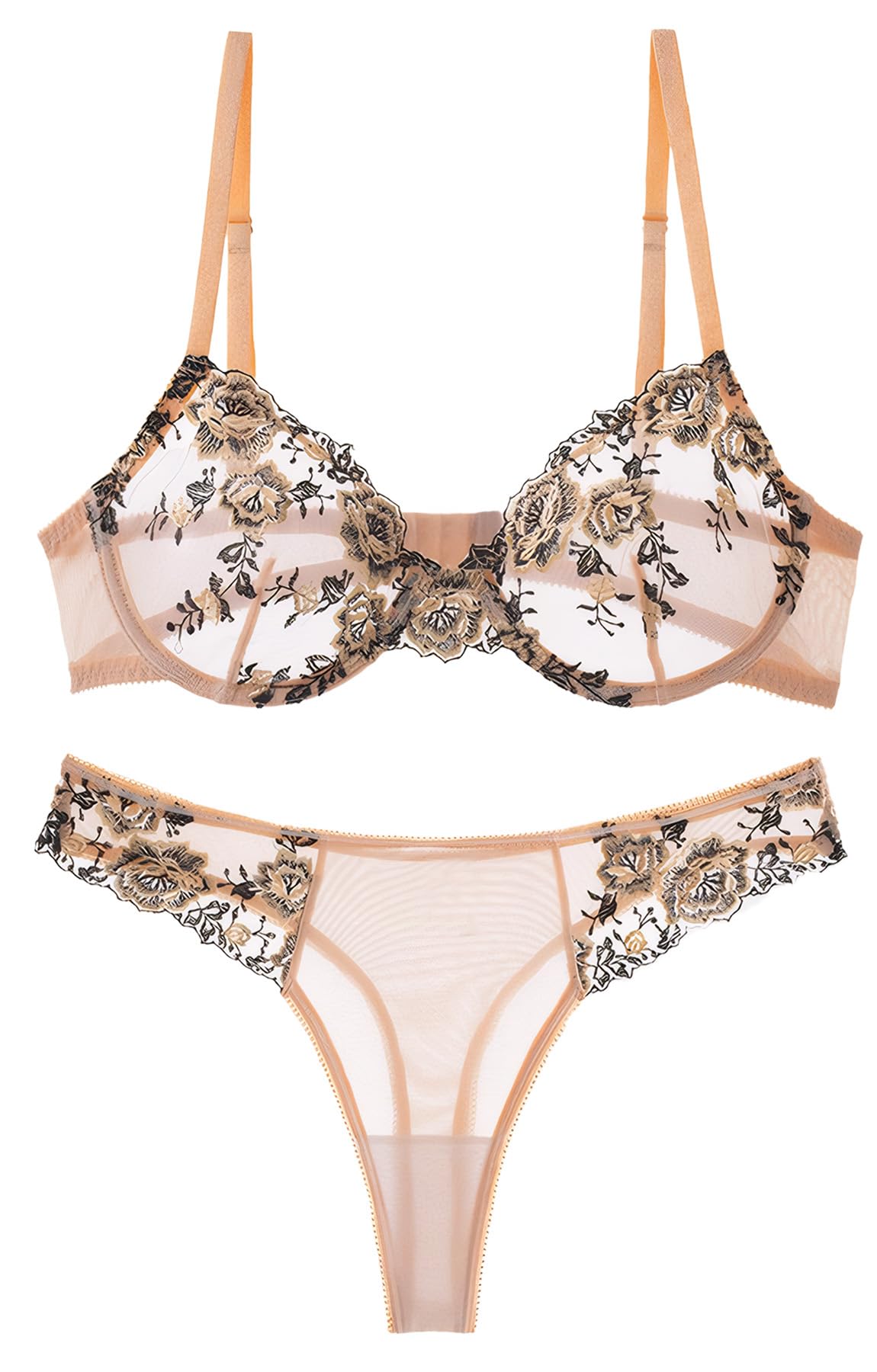 Комплект бюстгальтера и топа из прозрачного кружева с цветочным принтом и мягкой подкладкой для красивого сексуального размера S, прозрачный, Т-образная спинка, вышитый, женский,
Комплект бюстгальтера и топа из прозрачного кружева с цветочным принтом и мягкой подкладкой для красивого сексуального размера S, прозрачный, Т-образная спинка, вышитый, женский,