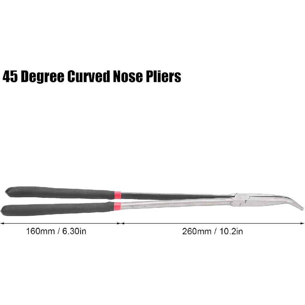 16in/40cm 45 Degree Curved Nose Pliers Long Reach Handle Stainless Steel Circle Pliers for Hard-To-Reach Narrow Spaces
16in/40cm 45 Degree Curved Nose Pliers Long Reach Handle Stainless Steel Circle Pliers for Hard-To-Reach Narrow Spaces