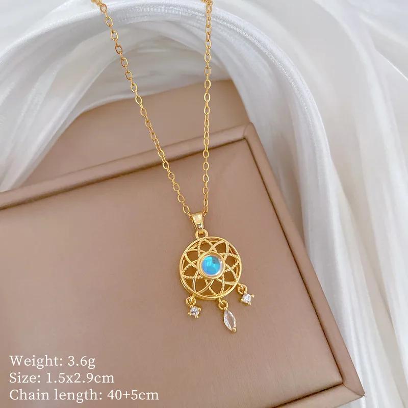 Fashion Colorful Moonstone Dream Catcher Pendant Necklace for Women Girls Stainless Steel Chain Sweet Accessories Jewelry Gifts
Fashion Colorful Moonstone Dream Catcher Pendant Necklace for Women Girls Stainless Steel Chain Sweet Accessories Jewelry Gifts