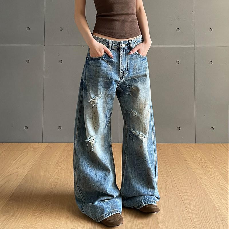 American High-End Crackle Wash Distressed Jeans for Men & Women - Cleanfit Loose Slimming Ripped Pants S
American High-End Crackle Wash Distressed Jeans for Men & Women - Cleanfit Loose Slimming Ripped Pants S