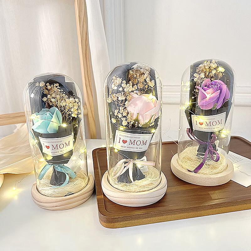 Everlasting Rose Soap Flower Bouquet Glass Dome with LED Light
Everlasting Rose Soap Flower Bouquet Glass Dome with LED Light