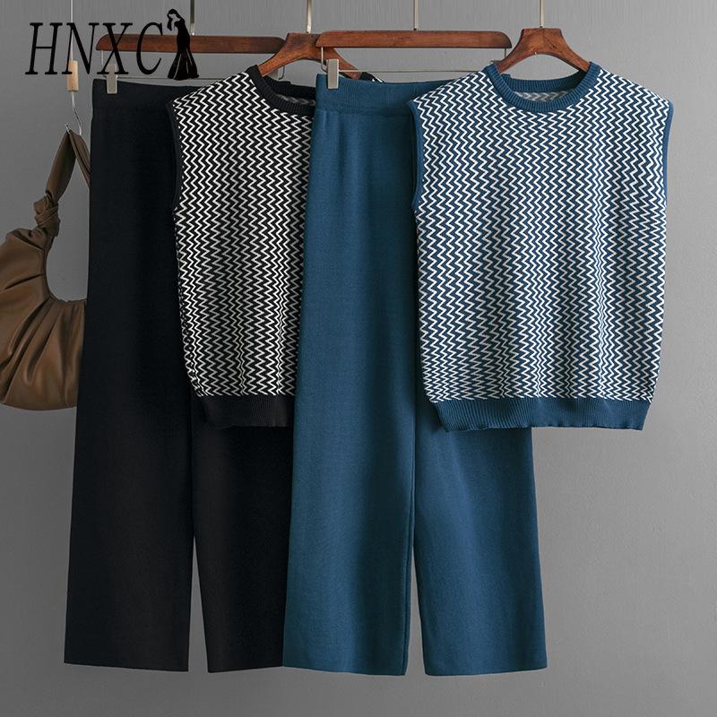 HNXC Fashion Set: Women s Sleeveless Striped Knitted Top, Two-piece High-waisted Straight-leg Wide-leg Pants One size синій
HNXC Fashion Set: Women s Sleeveless Striped Knitted Top, Two-piece High-waisted Straight-leg Wide-leg Pants One size синій