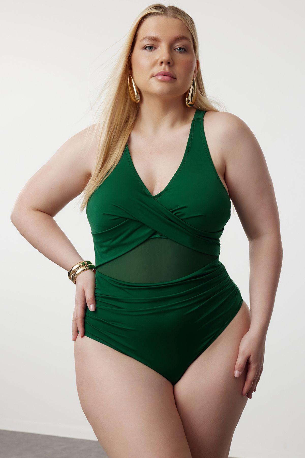 Women s Fashion Emerald Green Mesh Detailed Swimsuit XL 
Women s Fashion Emerald Green Mesh Detailed Swimsuit XL