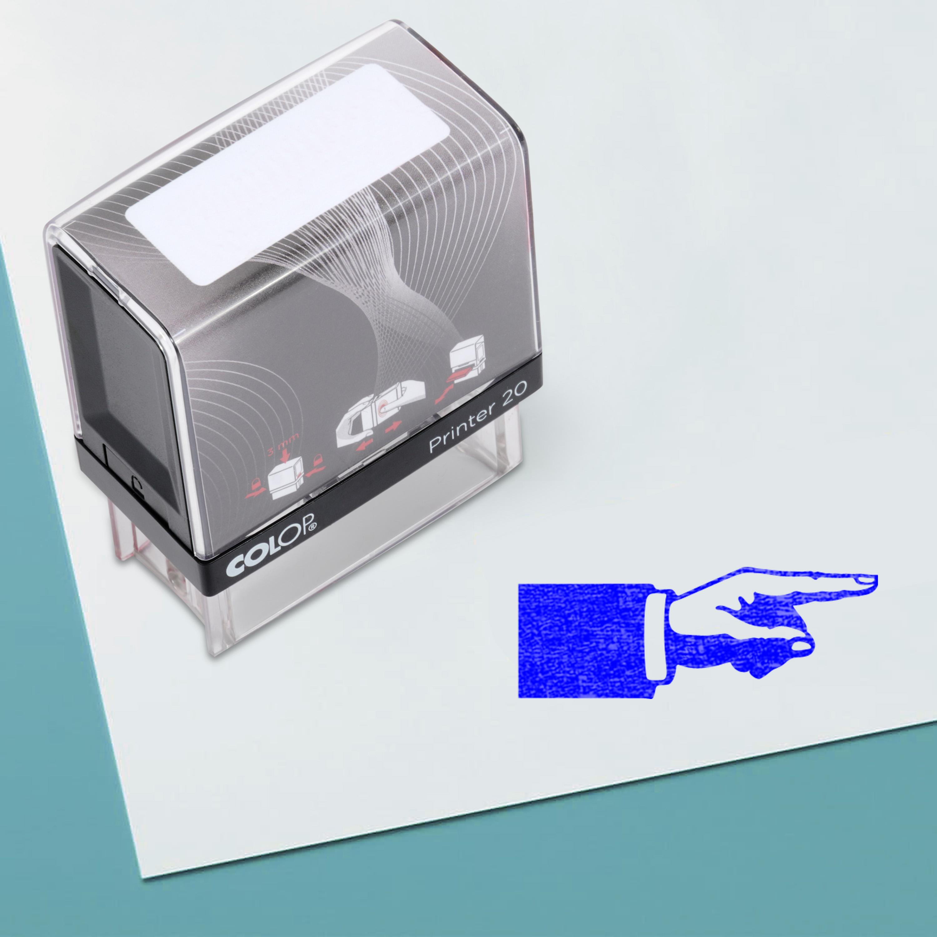 POINTING FINGER Self Inking Rubber Stamp Custom Colop Office Stationary P20 Mini Impression Area: 14 mm x 38 mm синій
POINTING FINGER Self Inking Rubber Stamp Custom Colop Office Stationary P20 Mini Impression Area: 14 mm x 38 mm синій