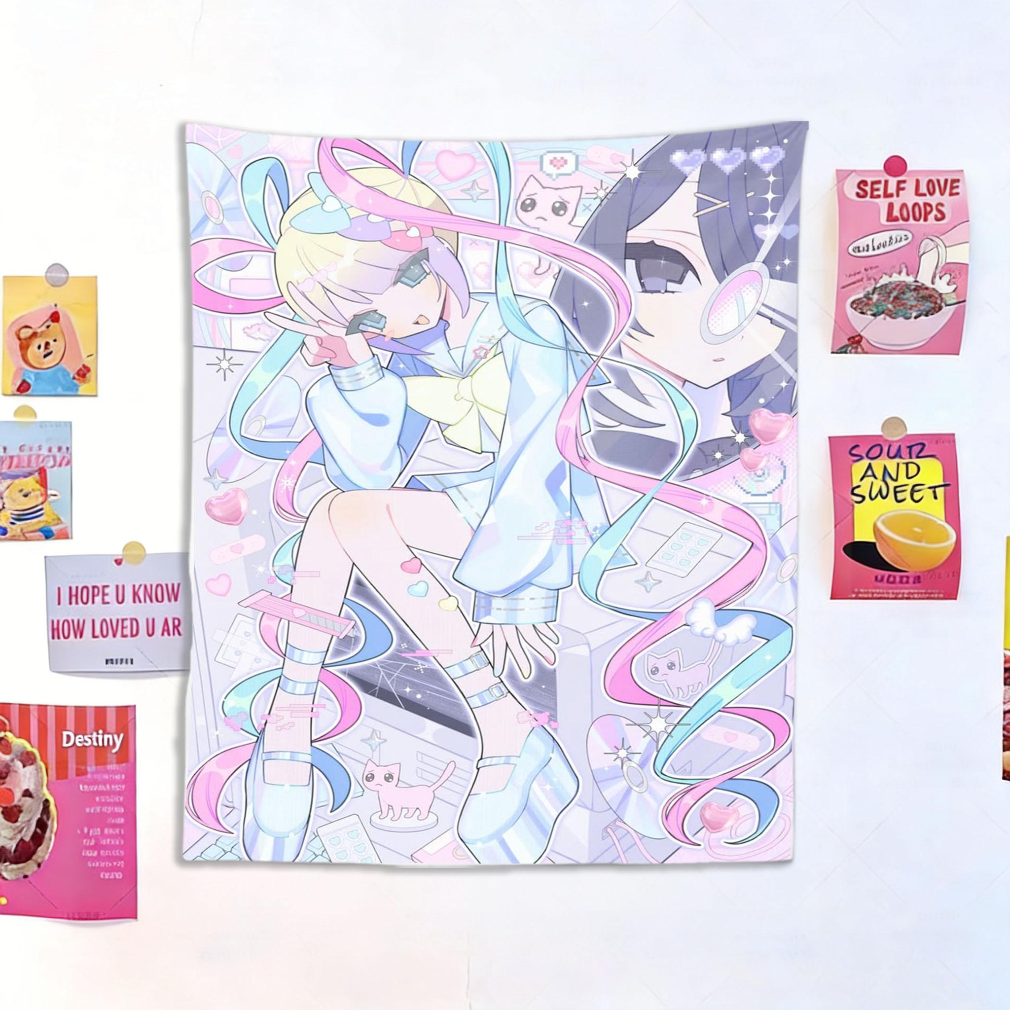 1PC Kawaii Anime Girl Tapestry Pastel Y2K Cyber Cute Wall Hanging Pink Purple Aesthetic Room Decor for Bedroom Dorm 74x94cm(29x37in)
1PC Kawaii Anime Girl Tapestry Pastel Y2K Cyber Cute Wall Hanging Pink Purple Aesthetic Room Decor for Bedroom Dorm 74x94cm(29x37in)