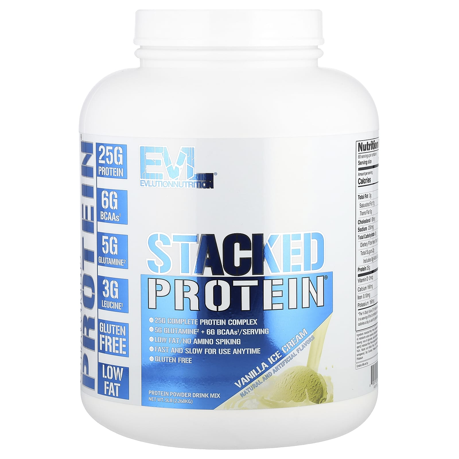 EVLution Nutrition, Stacked Protein, Vanilla Ice Cream Flavor, 5 lb (2.268 kg)
EVLution Nutrition, Stacked Protein, Vanilla Ice Cream Flavor, 5 lb (2.268 kg)