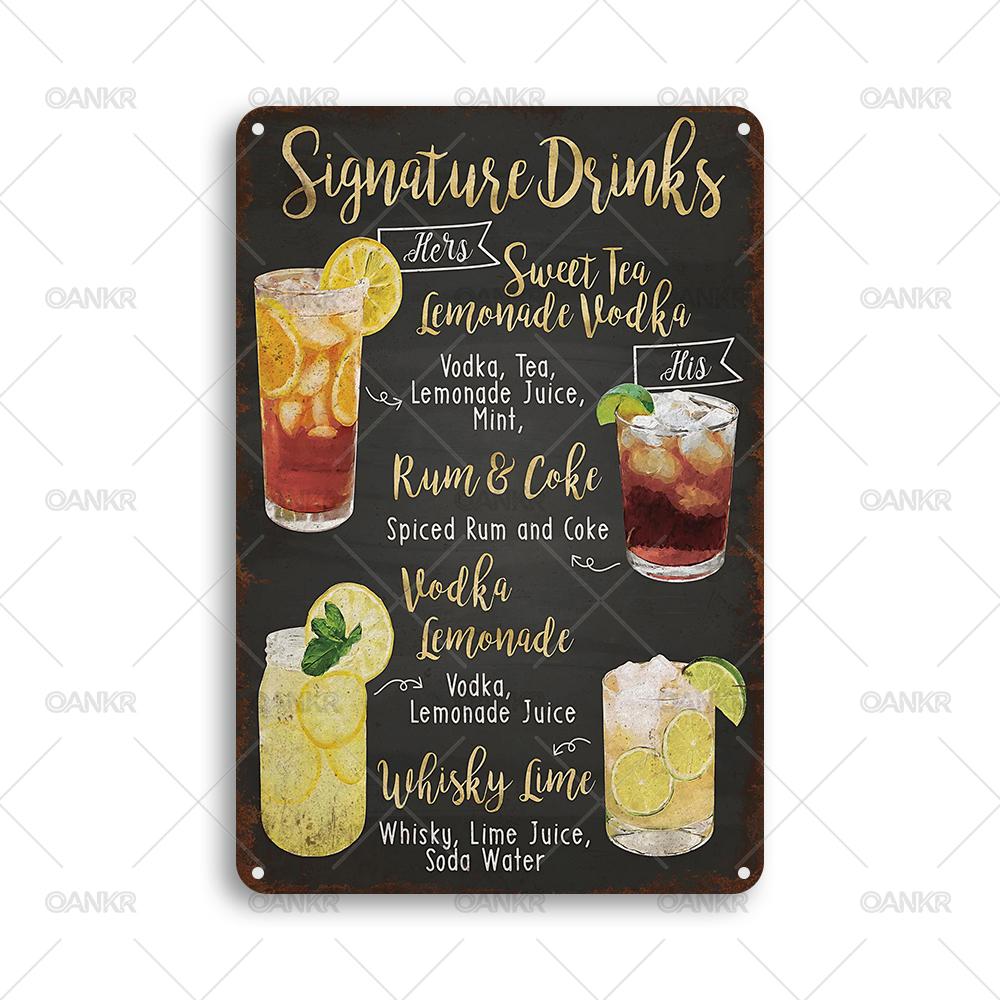 Vintage Pub Bar Club Decor Poster Metal Tin Sign Signature Drinks Menu Artwork Metal Signs for Restaurant Home Art Wall Decor 20x30cm
Vintage Pub Bar Club Decor Poster Metal Tin Sign Signature Drinks Menu Artwork Metal Signs for Restaurant Home Art Wall Decor 20x30cm