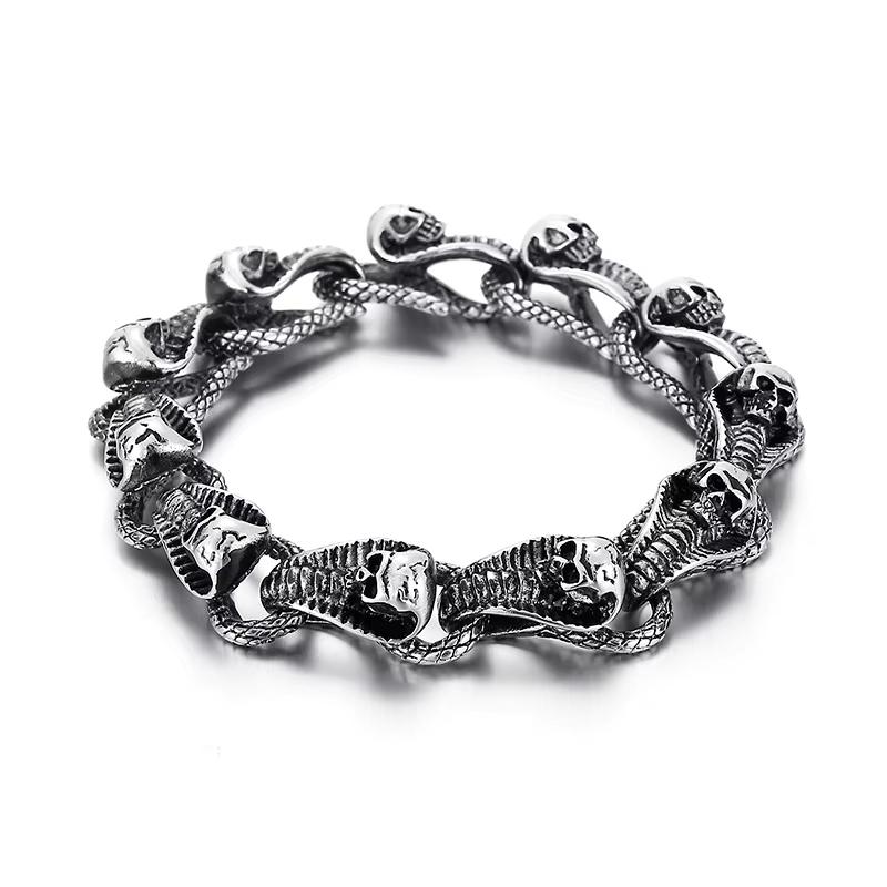 Kalen Gothic Skull Soldier Combination Chain Bracelet Strong Men s Stainless Steel Snake Bracelet Punk Personality Jewelry Gift 21cm
Kalen Gothic Skull Soldier Combination Chain Bracelet Strong Men s Stainless Steel Snake Bracelet Punk Personality Jewelry Gift 21cm