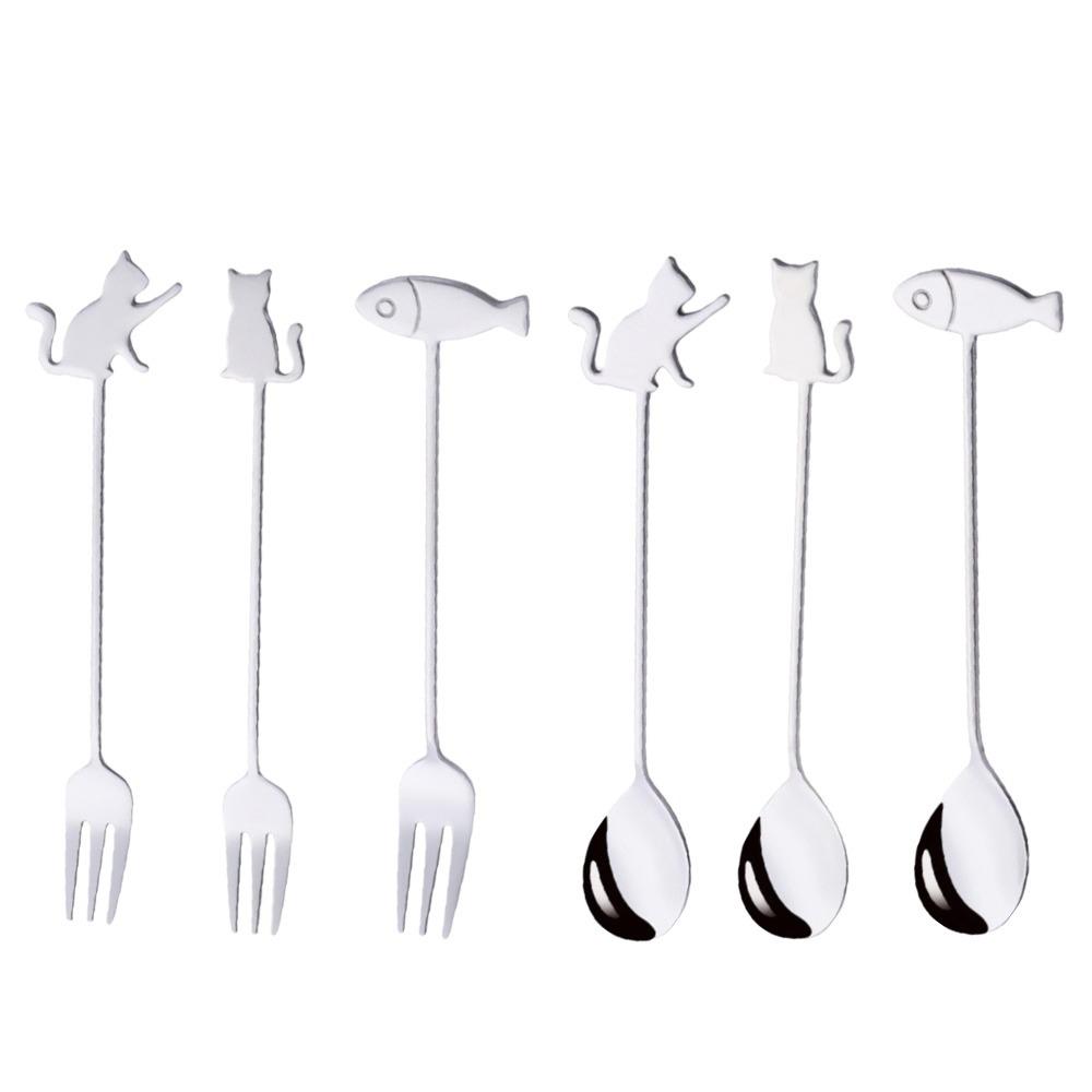 Cartoon Coffee Stirring Spoon Cat Fish Design Fruit Dessert Fork Cute Cake Fork Gifts срібний
Cartoon Coffee Stirring Spoon Cat Fish Design Fruit Dessert Fork Cute Cake Fork Gifts срібний