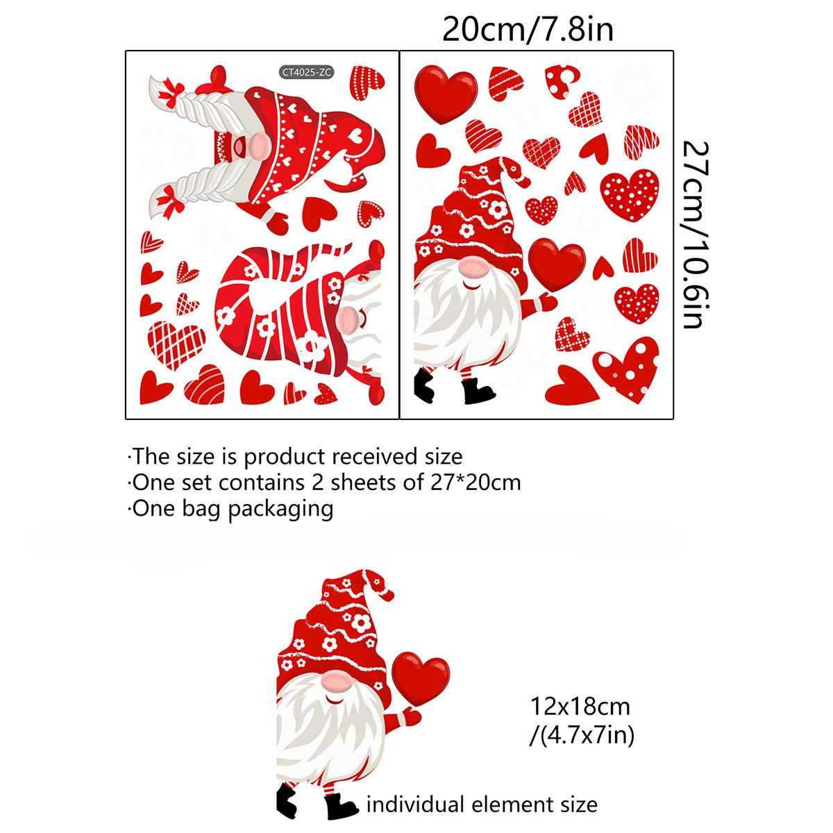 День святого Валентина мультфильм гном любовь декоративная наклейка на окно стеклянное окно украшение дома настенная наклейка двусторонняя визуальная