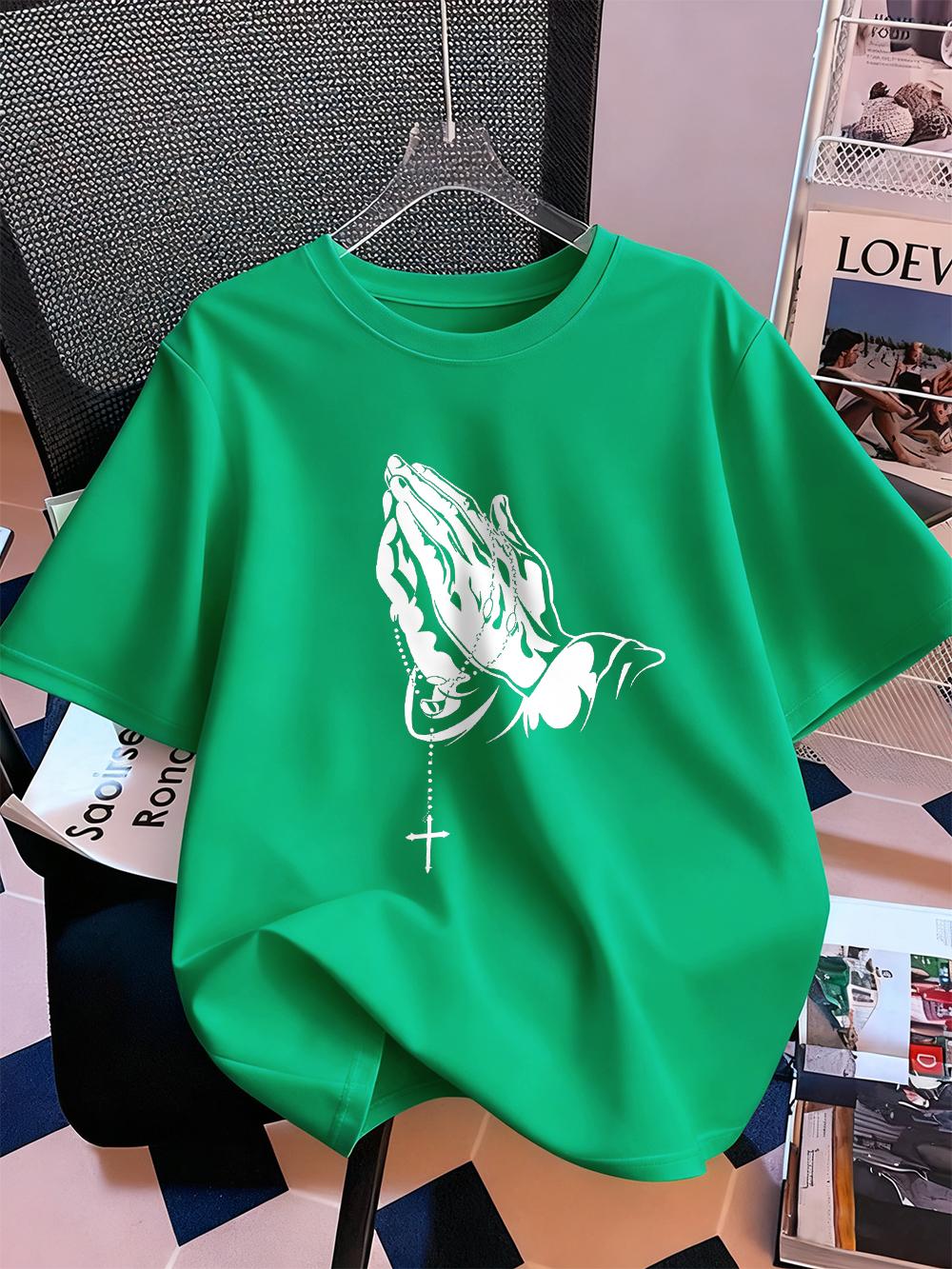 Praying Hands Printed Short Sleeve TShirts Womens Cotton Summer Tee Shirts Comfortable Loose ONeck Tops Casual Woman Clothes 4XL
Praying Hands Printed Short Sleeve TShirts Womens Cotton Summer Tee Shirts Comfortable Loose ONeck Tops Casual Woman Clothes 4XL