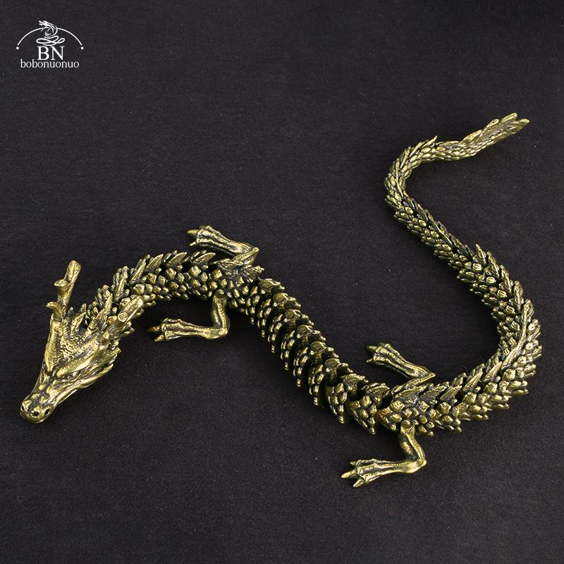 254g 3D Dragon Statue Ornament Moveable Body Joints Exhibition Hall Advanced Decoration Zodiac Animal Brass Crafts Collection
254g 3D Dragon Statue Ornament Moveable Body Joints Exhibition Hall Advanced Decoration Zodiac Animal Brass Crafts Collection