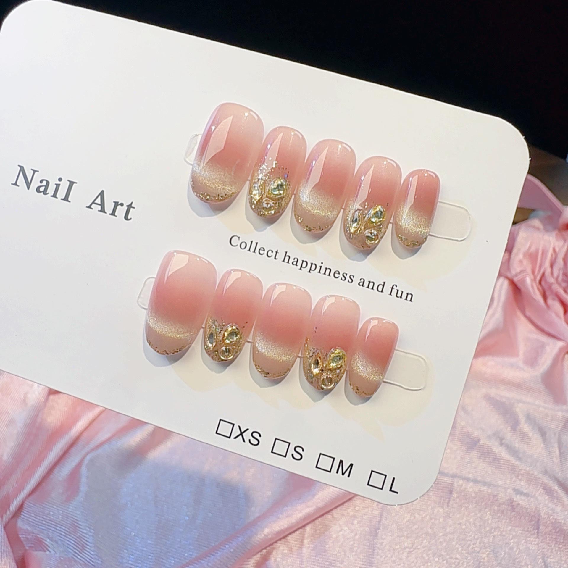 Wearable Nails S11-05: Handmade French Gradient Blush Manicure with Platinum Glitter and Zirconia Diamonds
Wearable Nails S11-05: Handmade French Gradient Blush Manicure with Platinum Glitter and Zirconia Diamonds