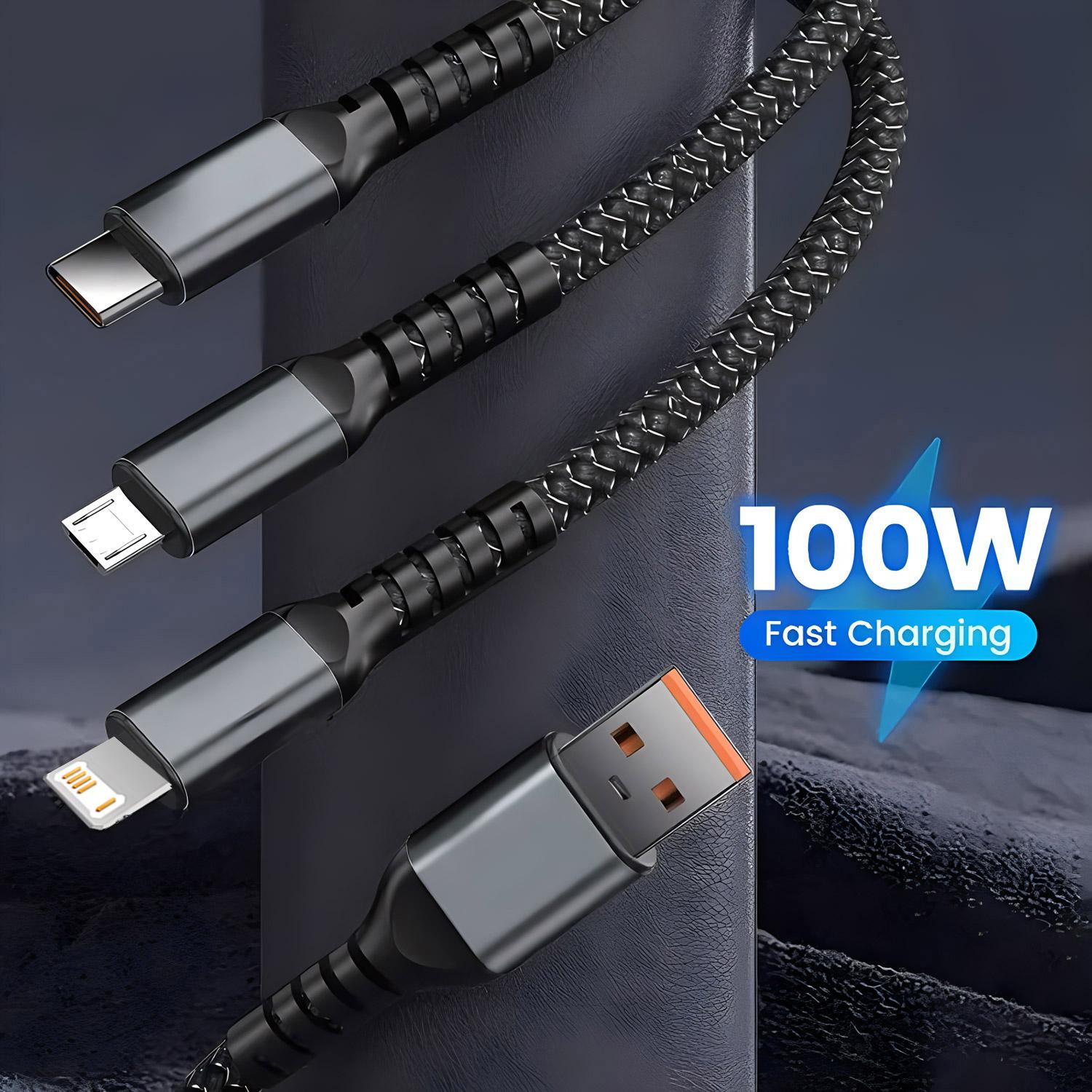 3-in-1 USB 100W 6A Fast Charger Cable Car USB To Type-C Micro LIGHTNING Cable For iPhone 16 15 14 13 Samsung Xiaomi Huawei 1.2m чорний
3-in-1 USB 100W 6A Fast Charger Cable Car USB To Type-C Micro LIGHTNING Cable For iPhone 16 15 14 13 Samsung Xiaomi Huawei 1.2m чорний