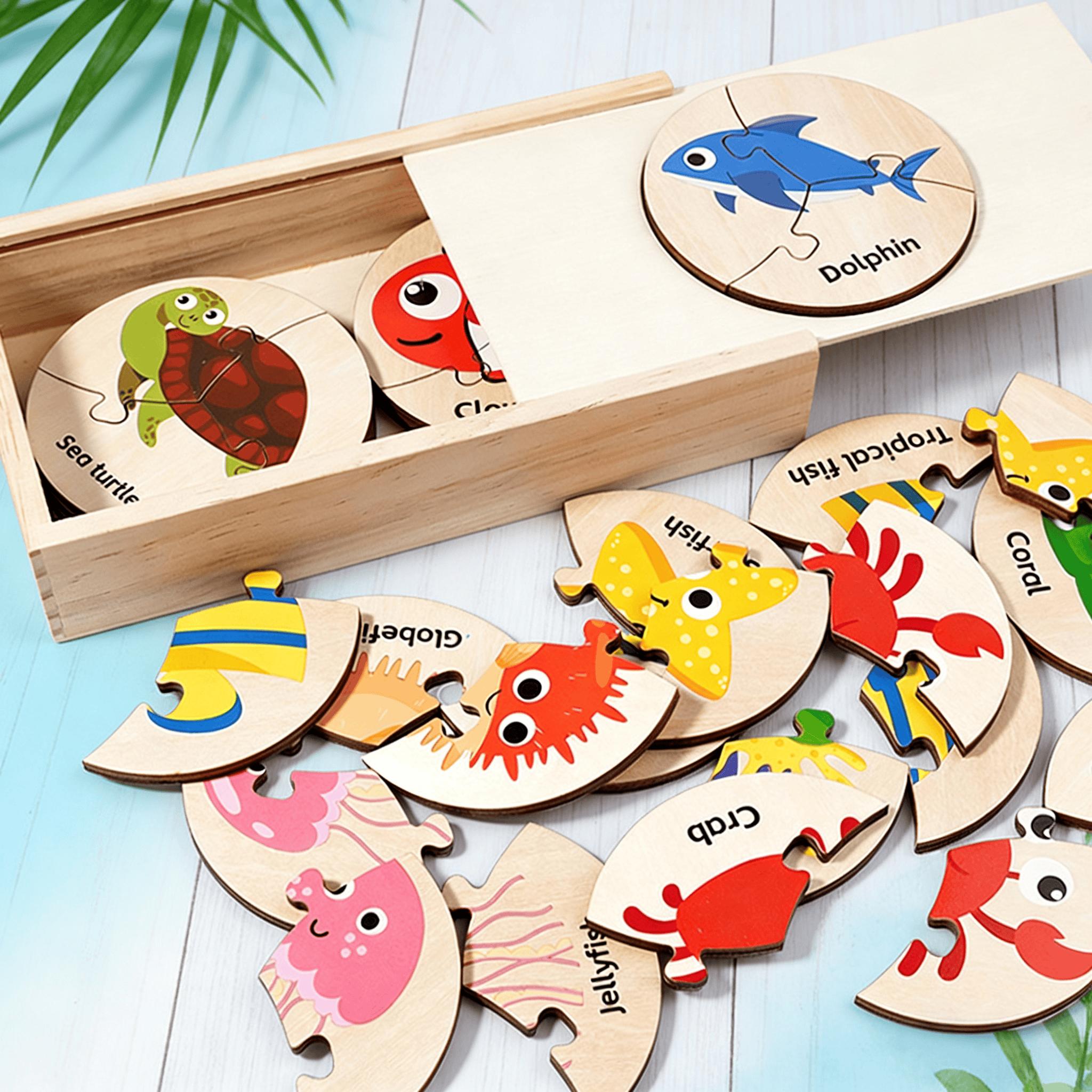 Educational Montessori Wooden Puzzle Toy for Toddlers Ocean Animal Themed Eco-Friendly with Storage Box Sea Turtle Puzzle, 3+Old
Educational Montessori Wooden Puzzle Toy for Toddlers Ocean Animal Themed Eco-Friendly with Storage Box Sea Turtle Puzzle, 3+Old