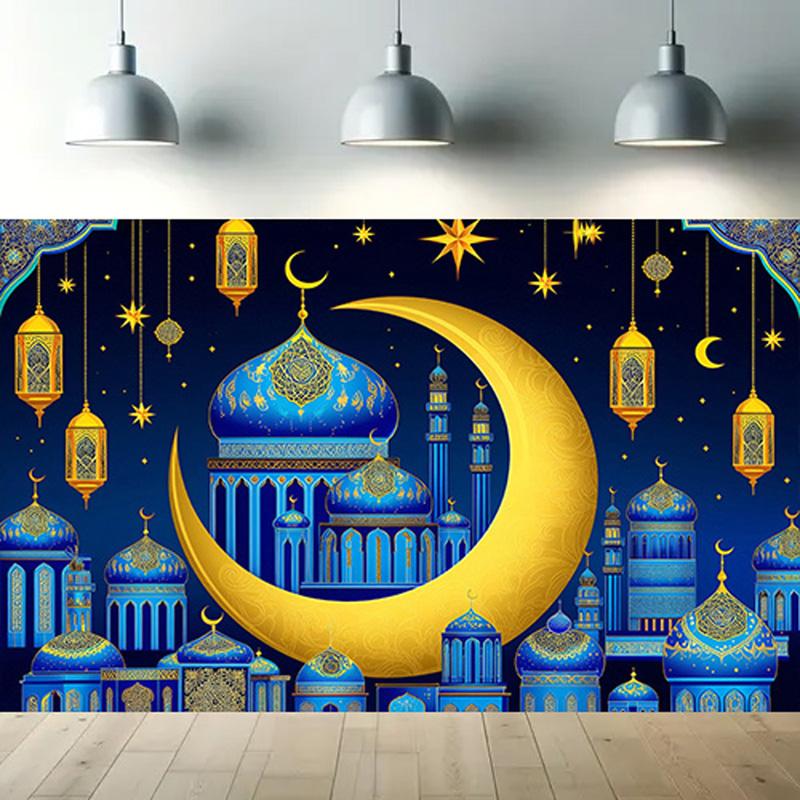 Романтическое ночное небо, голубой, золотой, EID Al Adha, декор фона, полумесяц, мечеть, фонарь, дизайн луны и звезд, праздничные вечеринки 150*100cm/59*39in
Романтическое ночное небо, голубой, золотой, EID Al Adha, декор фона, полумесяц, мечеть, фонарь, дизайн луны и звезд, праздничные вечеринки 150*100cm/59*39in