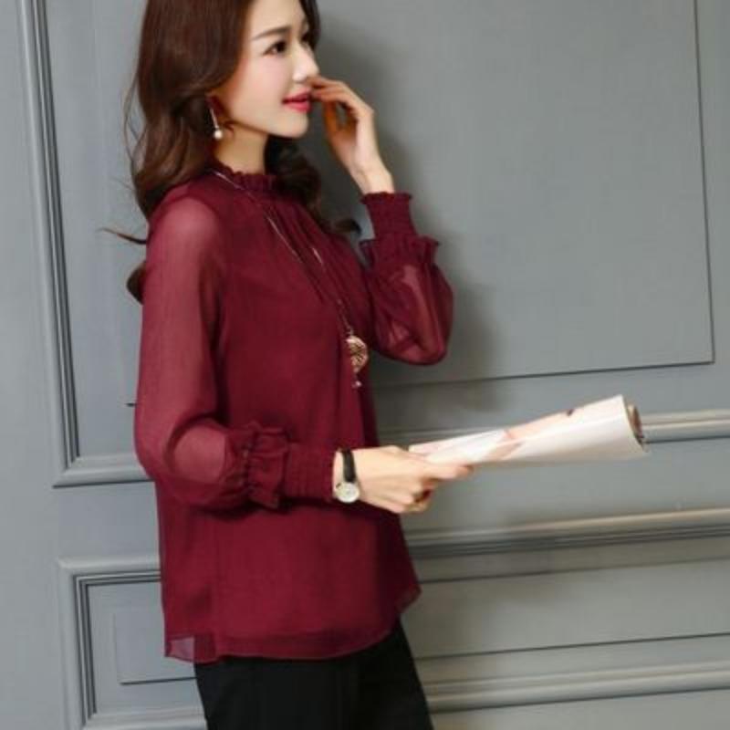 Осіння жіноча двошарова шифонова сорочка. Модна та сексуальна блузка з невеликим коміром-стійкою та рюшами. S бордовий
Осіння жіноча двошарова шифонова сорочка. Модна та сексуальна блузка з невеликим коміром-стійкою та рюшами. S бордовий