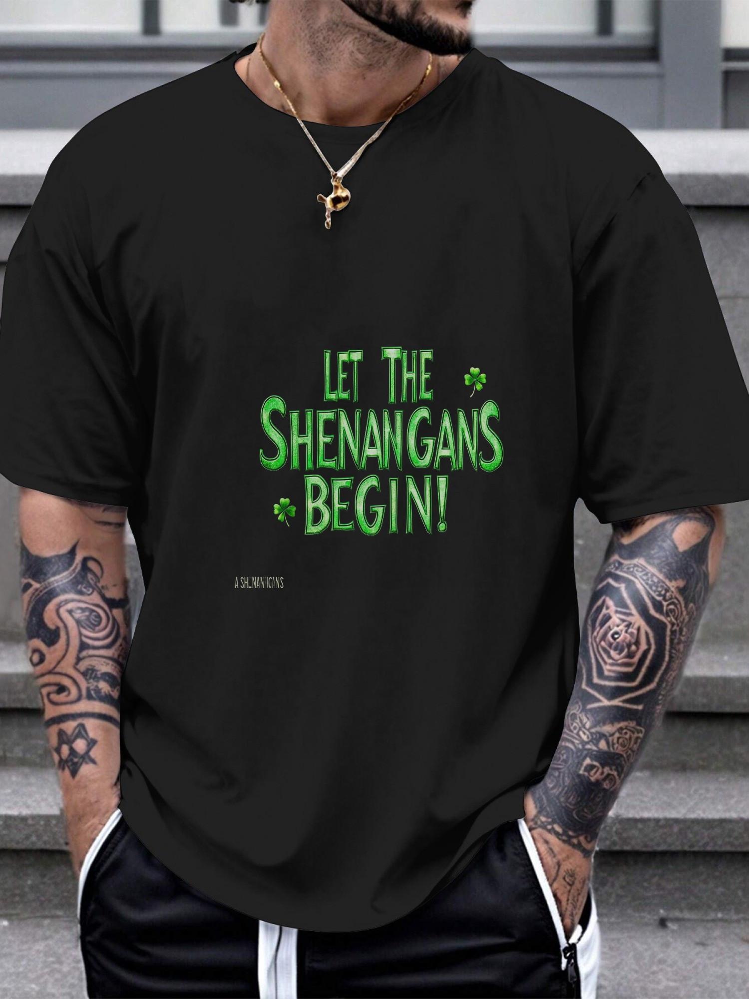 1pc Shenanigans Glow-in-the-Dark T-shirt - Black 180g Cotton Crew Neck Short Sleeve Tee with Let The Shenanigans Begin! & Clover Print XXXXL
1pc Shenanigans Glow-in-the-Dark T-shirt - Black 180g Cotton Crew Neck Short Sleeve Tee with Let The Shenanigans Begin! & Clover Print XXXXL