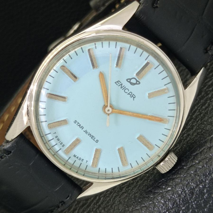 USED ENICAR STAR JEWELS MENS SWISS WINDING TURQUOISE BLUE DIAL WATCH a427732-2 R1054-a427732
USED ENICAR STAR JEWELS MENS SWISS WINDING TURQUOISE BLUE DIAL WATCH a427732-2 R1054-a427732