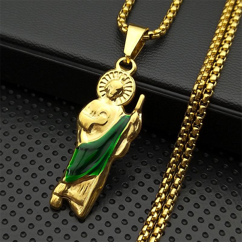 San Judas Tadeo Pendant Necklaces for Women Men Stainless Steel Gold Color St. Jude Religious Chain Jewelry Collar NZZZ774S02 60cm
San Judas Tadeo Pendant Necklaces for Women Men Stainless Steel Gold Color St. Jude Religious Chain Jewelry Collar NZZZ774S02 60cm