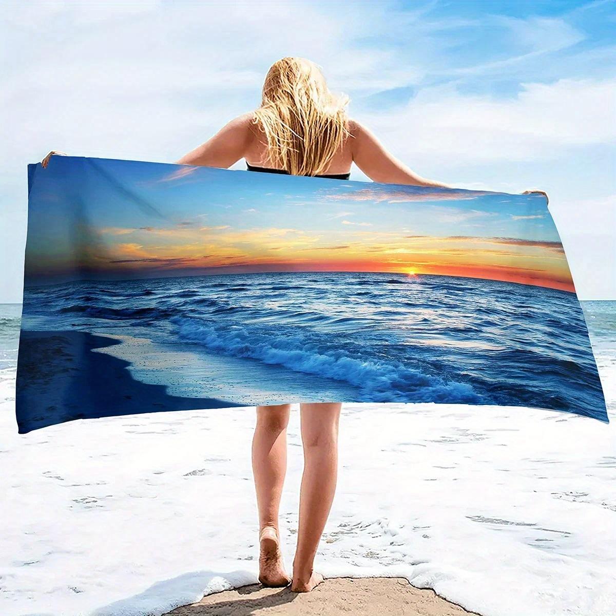 Beach towel ocean sunset pattern sunscreen windproof suitable for beach pool camping travel beach blanket W30*H60(CM)
Beach towel ocean sunset pattern sunscreen windproof suitable for beach pool camping travel beach blanket W30*H60(CM)