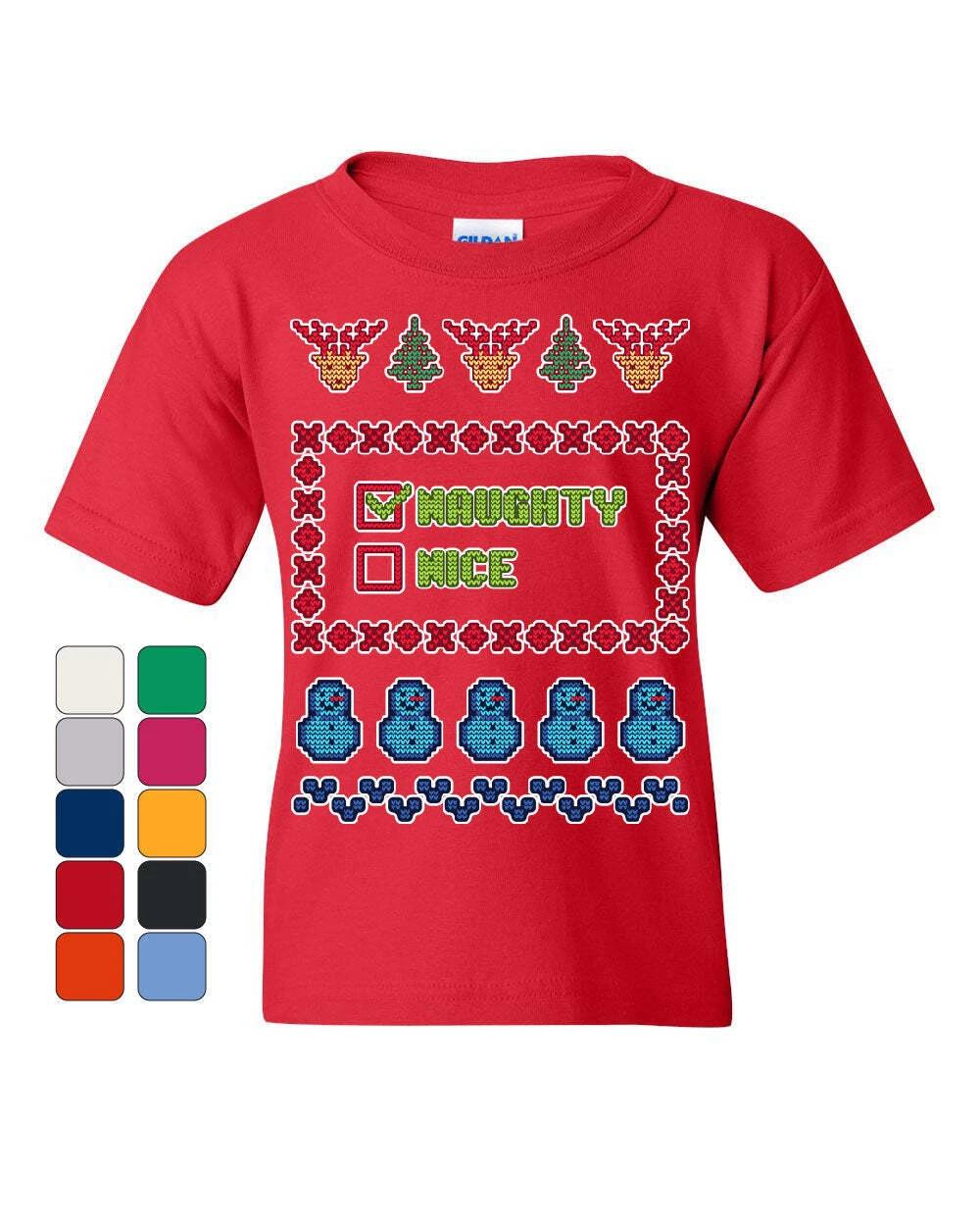 Naughty or Nice Ugly Sweater Youth kids boys T-Shirt Christmas Xmas Holiday List Kids Tee 140
Naughty or Nice Ugly Sweater Youth kids boys T-Shirt Christmas Xmas Holiday List Kids Tee 140