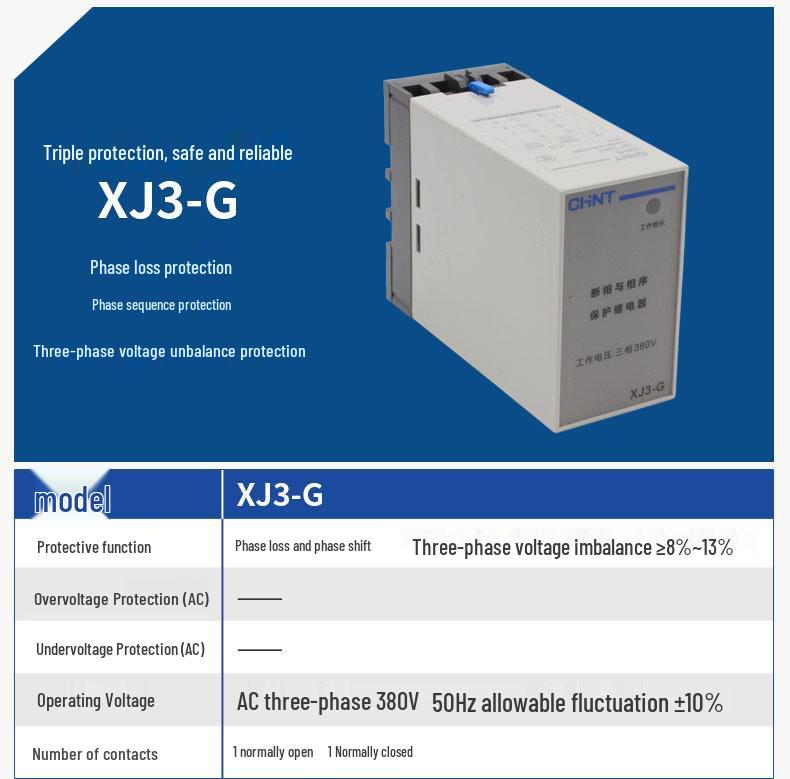 Zhengtai XJ3-G/XJ3-D AC380V Phase Loss & Sequence Protector, Rail-Mounted
Zhengtai XJ3-G/XJ3-D AC380V Phase Loss & Sequence Protector, Rail-Mounted