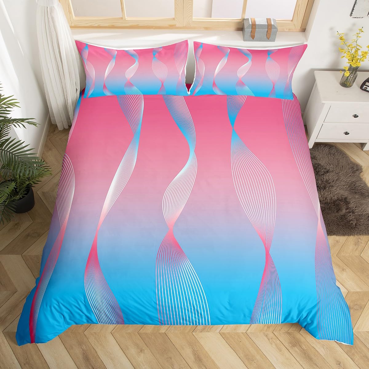 Ombre Duvet Cover,Gradient Sage And Pink Bedding Set Full,Silver Foil Print Wave Striped Comforter Cover Abstract Art Room Decor EU Single(135x200cm)
Ombre Duvet Cover,Gradient Sage And Pink Bedding Set Full,Silver Foil Print Wave Striped Comforter Cover Abstract Art Room Decor EU Single(135x200cm)