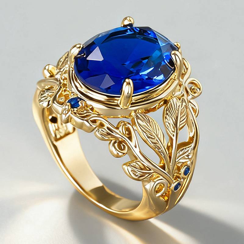 Huitan Luxury Gold Color Women Ring Inlaid Shining Blue Oval CZ Aesthetic Leaf Design Party Wedding Accessories Charming Zircon 6
Huitan Luxury Gold Color Women Ring Inlaid Shining Blue Oval CZ Aesthetic Leaf Design Party Wedding Accessories Charming Zircon 6