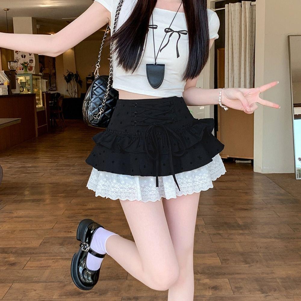 Lace Short Puff Skirt Sweet Mini Cake Skirt French Style Flounce Short Skirt Streetwear S чорний
Lace Short Puff Skirt Sweet Mini Cake Skirt French Style Flounce Short Skirt Streetwear S чорний