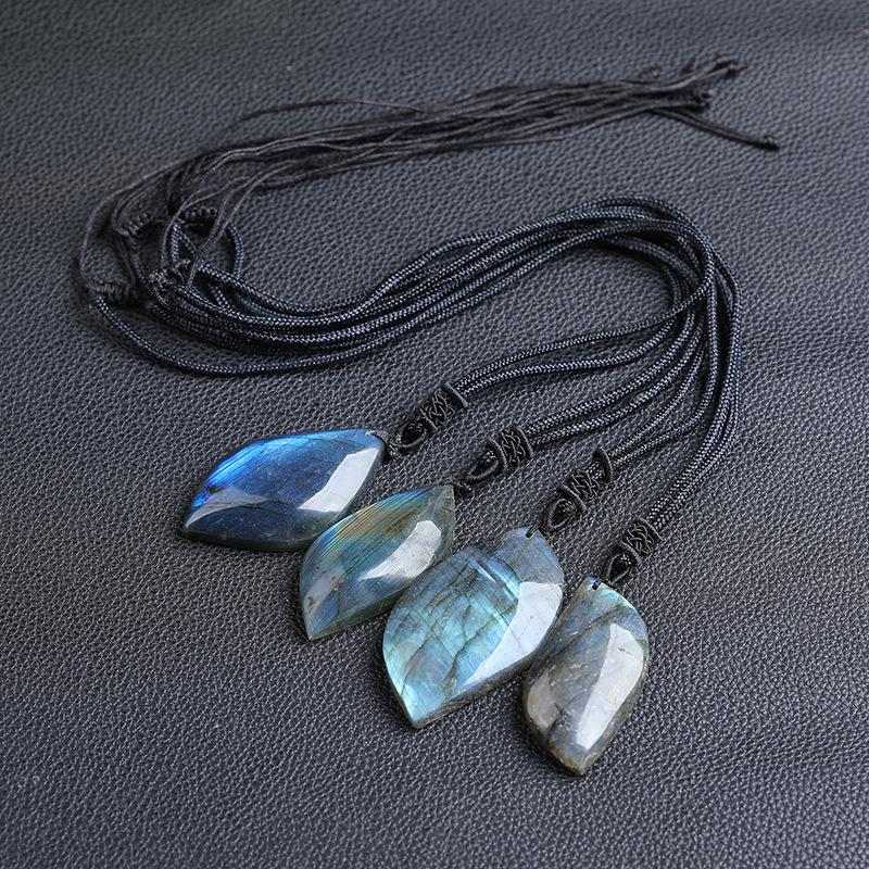 Labradorite & Blue Moonstone Leaf Pendant Necklace - Raw Polished Crystal Jewelry 3-4 cm
Labradorite & Blue Moonstone Leaf Pendant Necklace - Raw Polished Crystal Jewelry 3-4 cm