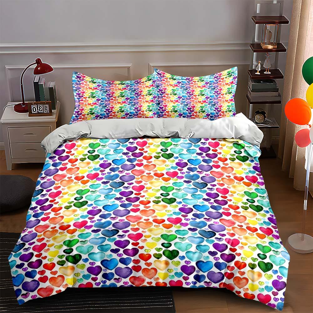 Multicolored heart pattern. Bedding Duvet cover sets Duvet covers Pillowcases gifts (1 * Duvet Cover 2 * Pillowcases, without duvet insert) 135x200cm
Multicolored heart pattern. Bedding Duvet cover sets Duvet covers Pillowcases gifts (1 * Duvet Cover 2 * Pillowcases, without duvet insert) 135x200cm