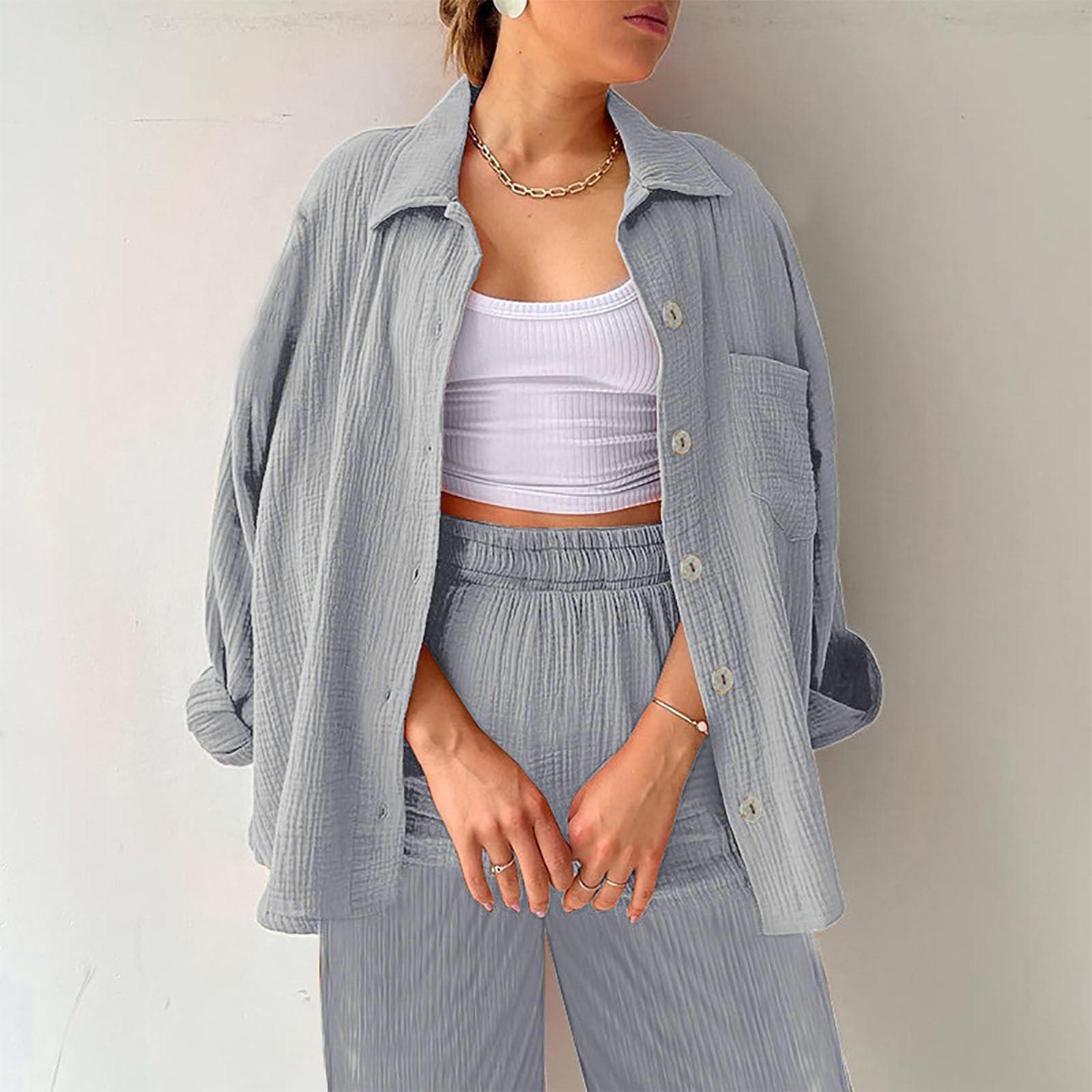 Двухсекционный женский костюм летняя муслиновая рубашка и брюки одежда двухсекционный пляжный костюм двухсекционный женский костюм M
Двухсекционный женский костюм летняя муслиновая рубашка и брюки одежда двухсекционный пляжный костюм двухсекционный женский костюм M