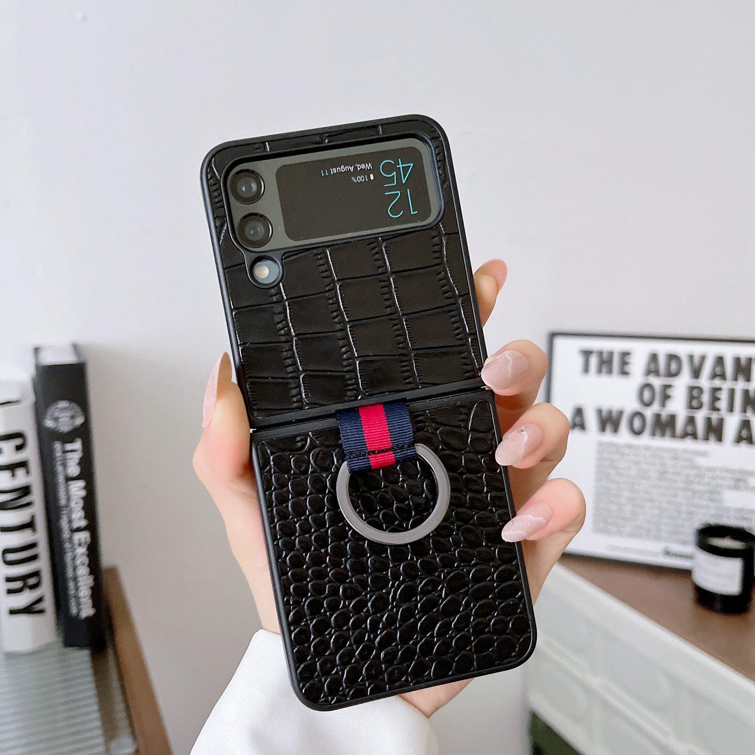 For Samsung Galaxy Z Flip4 5G Genuine Cowhide Leather Coated PC Cover Finger Ring Holder Folding Phone Case Black
For Samsung Galaxy Z Flip4 5G Genuine Cowhide Leather Coated PC Cover Finger Ring Holder Folding Phone Case Black