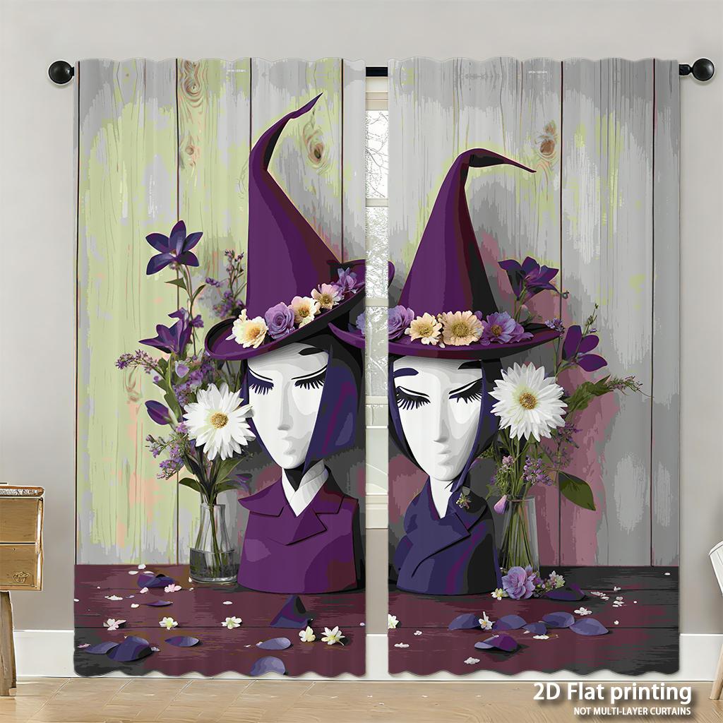 Piece Set High Definition Digital Printed Curtainspurplewitchhatsfloraldecorationartpapercutstylehome Decoration Style Curtains Made Of Polyester W100*H130(CM)-Hooks&2PCS
Piece Set High Definition Digital Printed Curtainspurplewitchhatsfloraldecorationartpapercutstylehome Decoration Style Curtains Made Of Polyester W100*H130(CM)-Hooks&2PCS