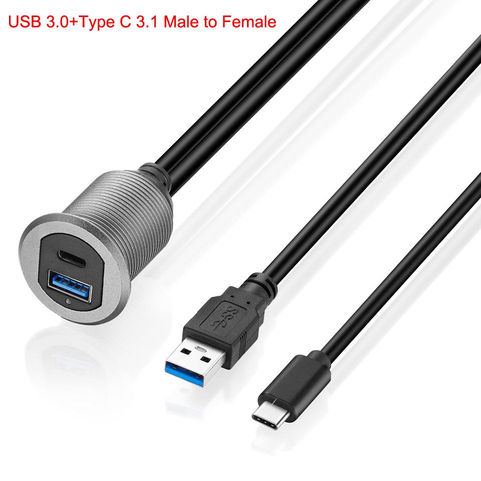 Bochara USB3.0 Male to Female+Type C 3.1 3.0 Male to Female Extension Cable Aluminum Alloy Flush Mount Panel With Indicator 1m
Bochara USB3.0 Male to Female+Type C 3.1 3.0 Male to Female Extension Cable Aluminum Alloy Flush Mount Panel With Indicator 1m