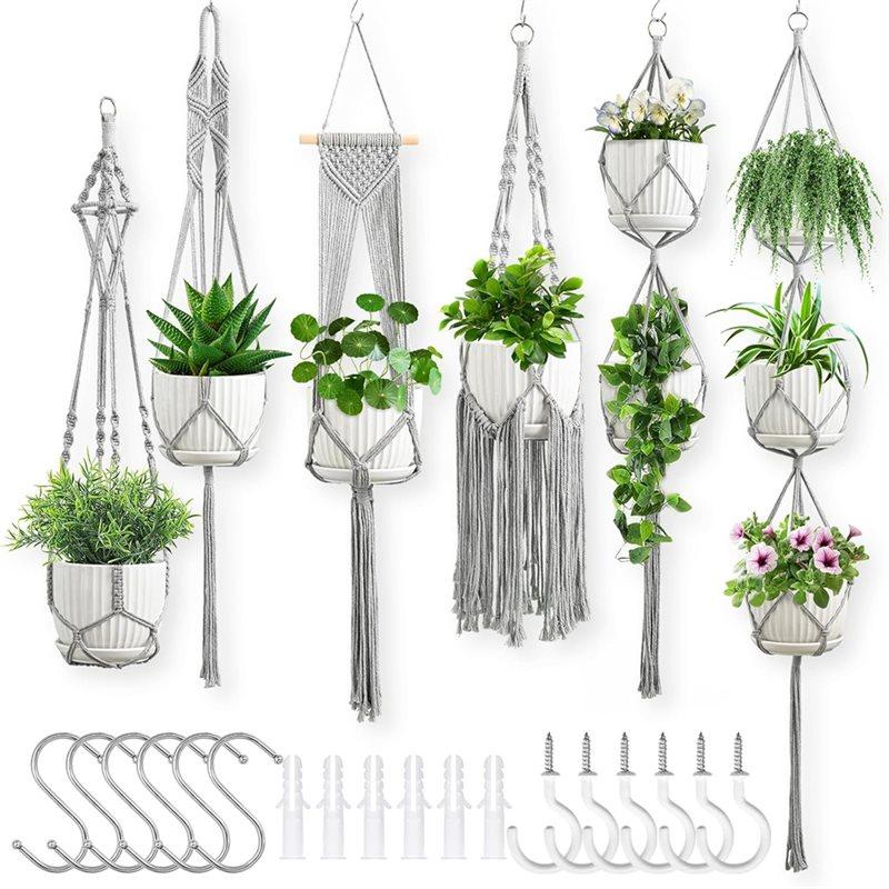 A25F-Flower Pots Holder Stand 6 Pack Macrame Plant Hangers Indoor, Boho Decor Hanging Planter серый
A25F-Flower Pots Holder Stand 6 Pack Macrame Plant Hangers Indoor, Boho Decor Hanging Planter серый