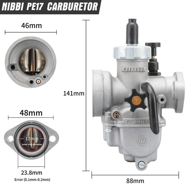 NIBBI Carburetor For 50cc To 350cc 2T 4T Engine PE Flange Motorcycle Carburetors For GY6 YAMAHA JOG SUZUKI HONDA Atv Pitbike PE 17mm Silvery
NIBBI Carburetor For 50cc To 350cc 2T 4T Engine PE Flange Motorcycle Carburetors For GY6 YAMAHA JOG SUZUKI HONDA Atv Pitbike PE 17mm Silvery