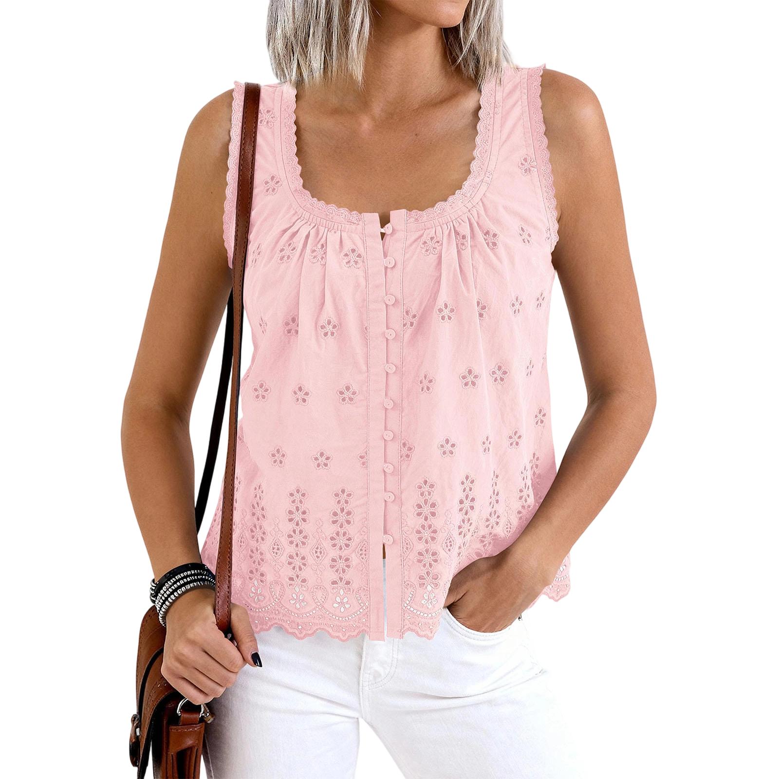 Women’s Casual Sleeveless Tank Top with Floral Eyelet Embroidery Button Front Scalloped Hem Loose Fit Blouse Shirt S розовый
Women’s Casual Sleeveless Tank Top with Floral Eyelet Embroidery Button Front Scalloped Hem Loose Fit Blouse Shirt S розовый