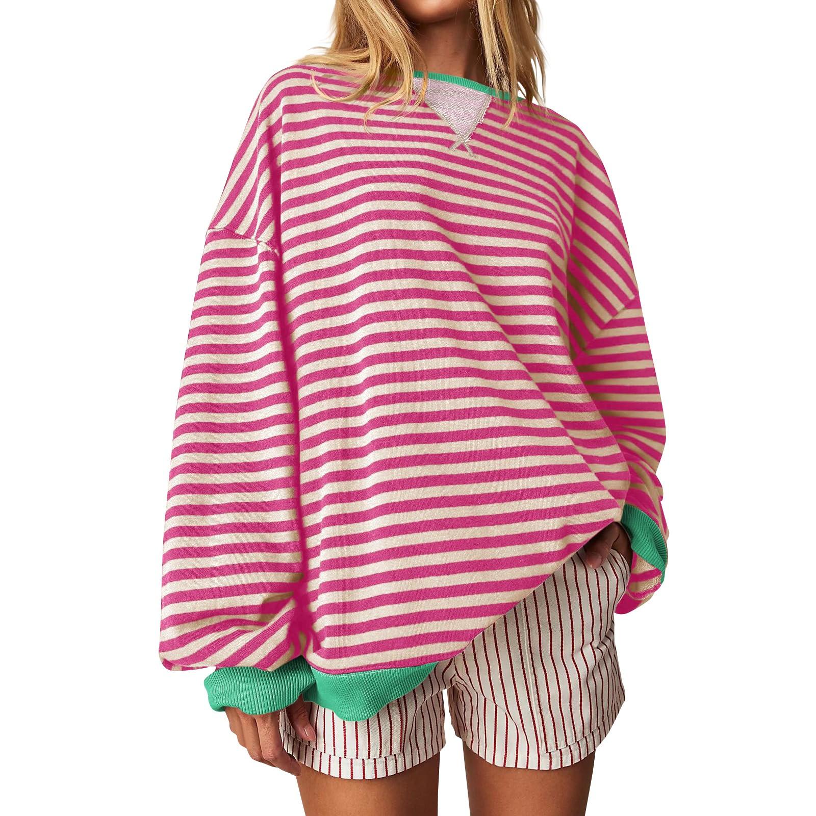 Женская спортивная рубашка в полоску большого размера с длинными рукавами и круглым вырезом, повседневная свободная рубашка-пуловер, топ S
Женская спортивная рубашка в полоску большого размера с длинными рукавами и круглым вырезом, повседневная свободная рубашка-пуловер, топ S