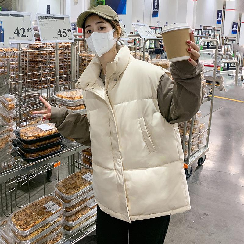 Жилет из хлопка больших размеров, женский, короткий, свободные плечи, для ношения на улице, жилет из хлопка, осенне-зимний, с заниженной линией плеч, жилет из хлопка 2XL бежевый