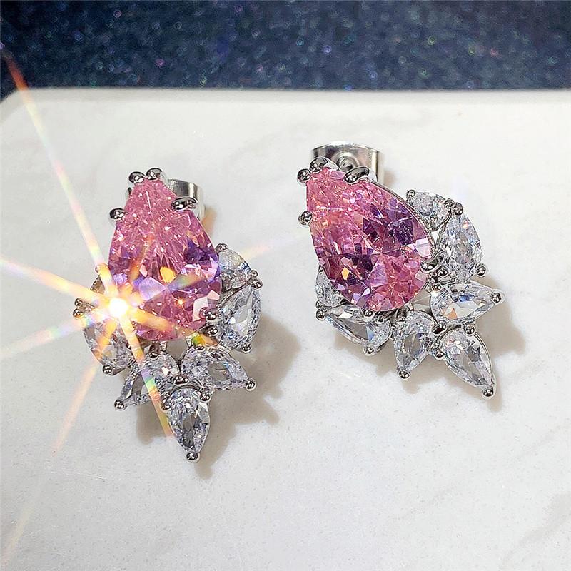 925 Sterling Silver Gorgeous Water Drop Cubic Zirconia Stud Earrings Pink/Green/Blue Pear CZ Wedding Engagement Jewelry Gifts
925 Sterling Silver Gorgeous Water Drop Cubic Zirconia Stud Earrings Pink/Green/Blue Pear CZ Wedding Engagement Jewelry Gifts