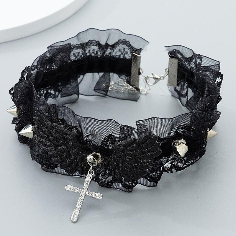 Japanese Black White Wings Rivet Necklace for Women Men Lace Cross Choker Pendant Necklaces Lolita Jk Sweet Girl Fashion Jewelry чёрный
Japanese Black White Wings Rivet Necklace for Women Men Lace Cross Choker Pendant Necklaces Lolita Jk Sweet Girl Fashion Jewelry чёрный