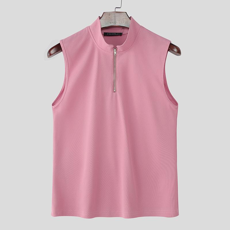 INCERUN Мужские приталенные майки без рукавов с высоким воротником на молнии, повседневные майки-поддевки 5XL розовый
INCERUN Мужские приталенные майки без рукавов с высоким воротником на молнии, повседневные майки-поддевки 5XL розовый