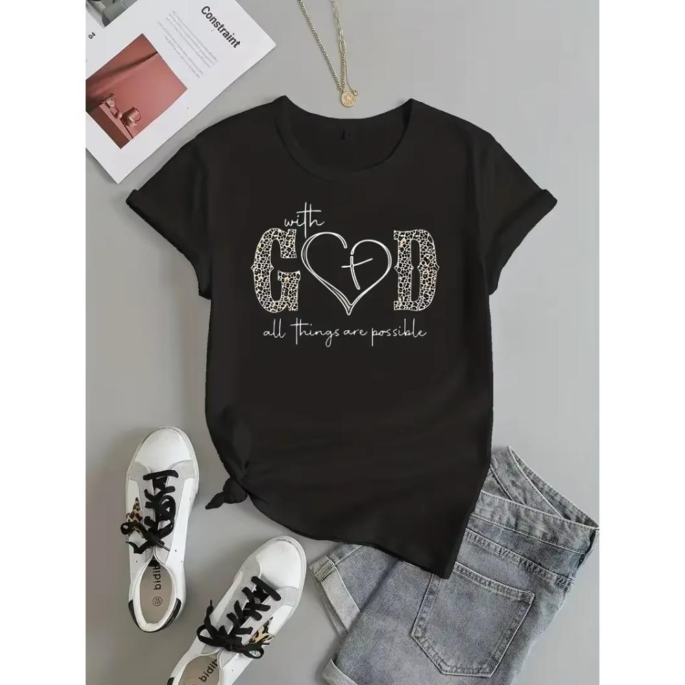 With God Print T-Shirt Summer Short Sleeve Crew Neck Casual Top Women s Clothing Round Neck Streetwear Clothes Vintage Tops XXXXXL чорний
With God Print T-Shirt Summer Short Sleeve Crew Neck Casual Top Women s Clothing Round Neck Streetwear Clothes Vintage Tops XXXXXL чорний