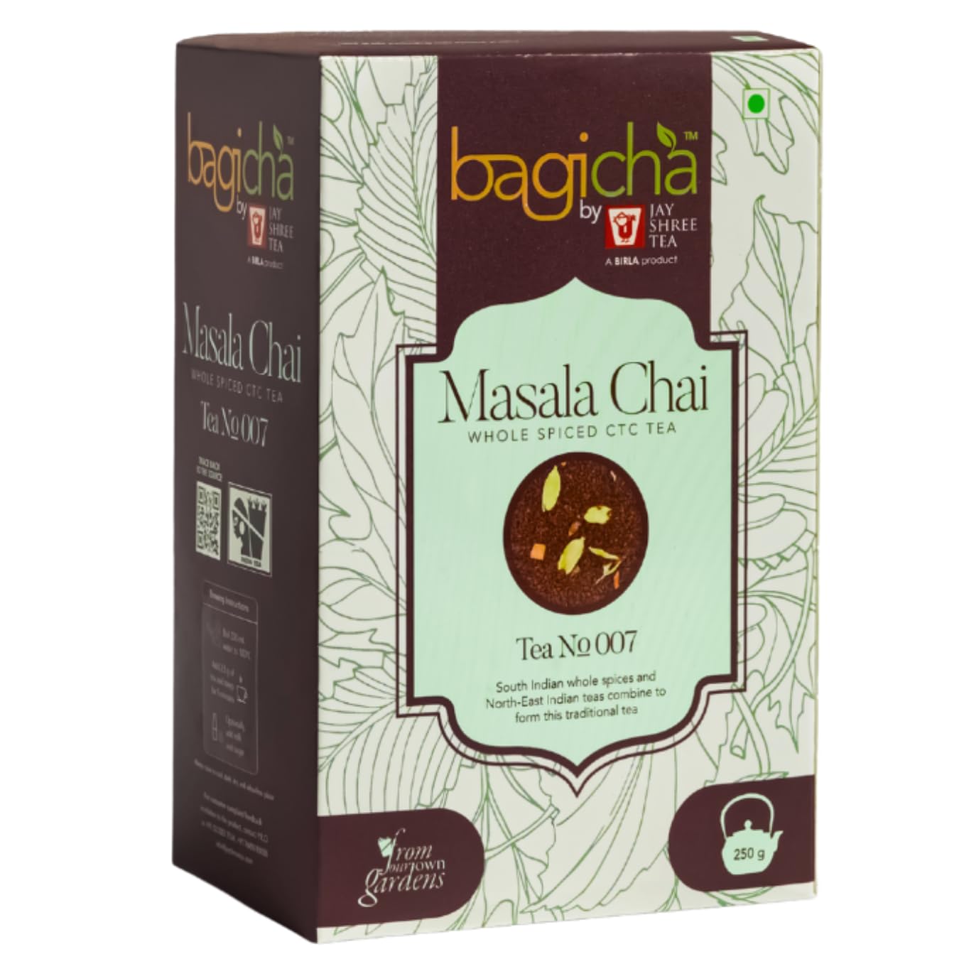 Bagicha by Jay Shree Tea Masala Chai - 500g | Authentic Assam CTC Black Tea with Whole Spices | Enriched with Clove, Cardamom, Cinnamon & Ginger |
Bagicha by Jay Shree Tea Masala Chai - 500g | Authentic Assam CTC Black Tea with Whole Spices | Enriched with Clove, Cardamom, Cinnamon & Ginger |